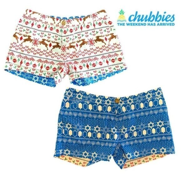 Chubbies Women's Reversible Holiday Christmas/Hanukkah Button Shorts - Picture 4 of 14